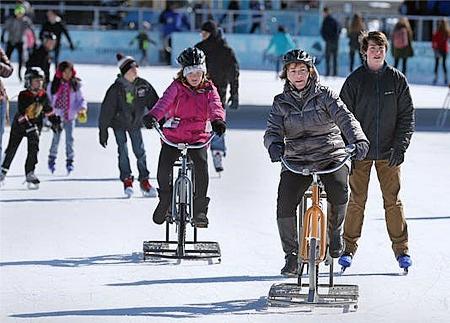 People ice-biking
