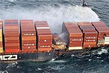 Container ship swamped