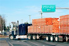 Lumber truck at U.S. border