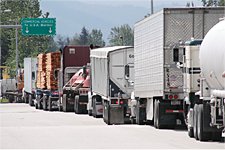 Trucks at U.S. border